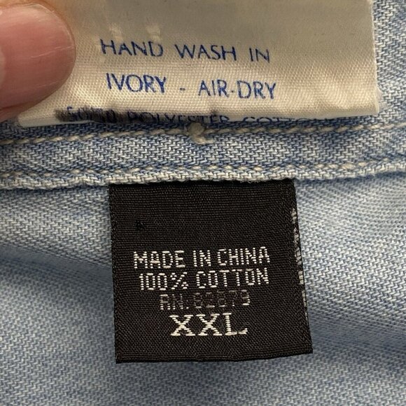 Scottsdale Images Appliqued Handpainted Denim Shirt Size XXL Blue Unique 32-8 - Picture 14 of 15